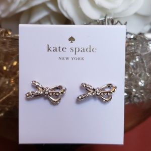 Skinny Mini Pave Bow Earrings